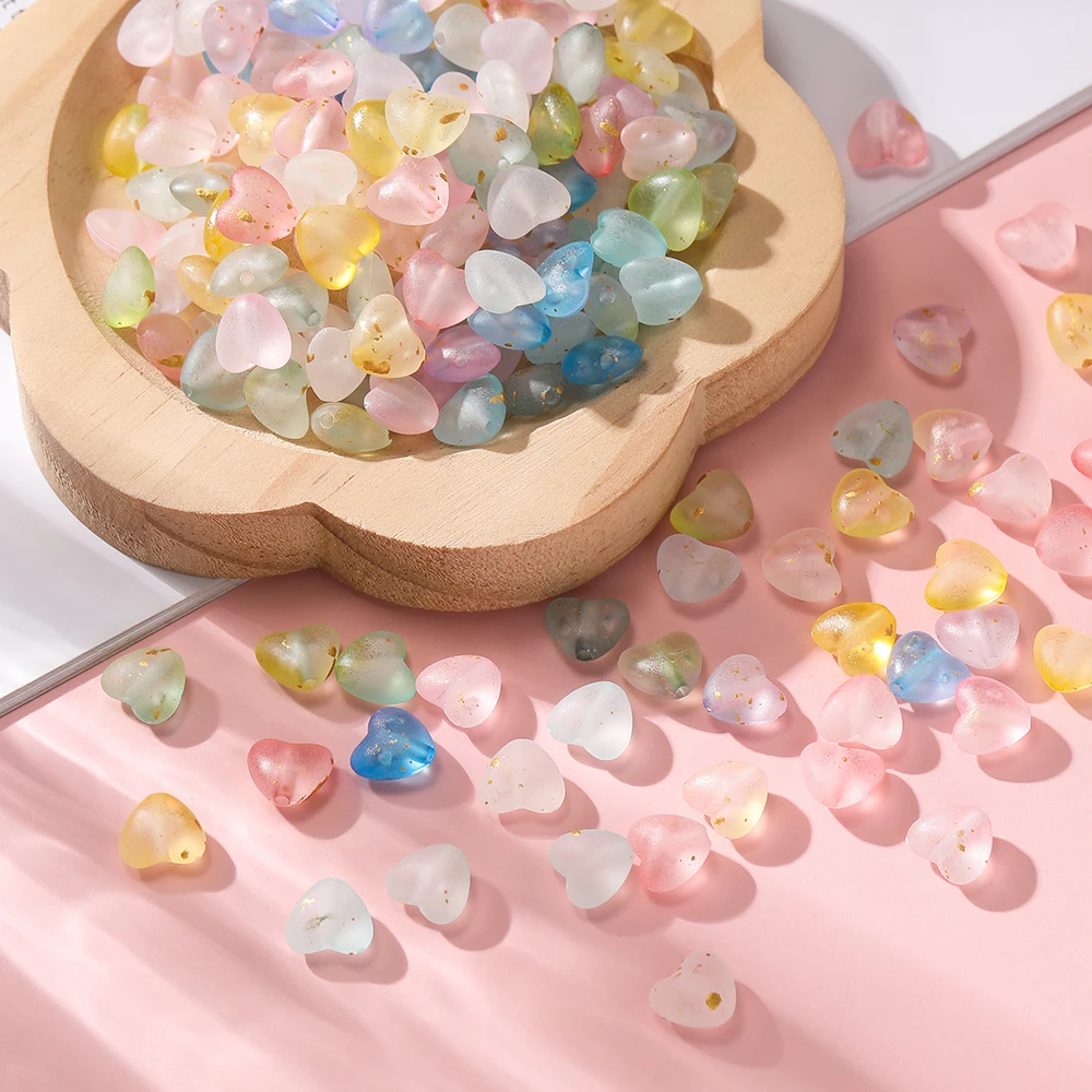 50pcs Acrylic Love Heart Beads Gradient AB Color Large Crystal Loose Spacer Beads for Necklace Bracelet Pendant Jewelry Making