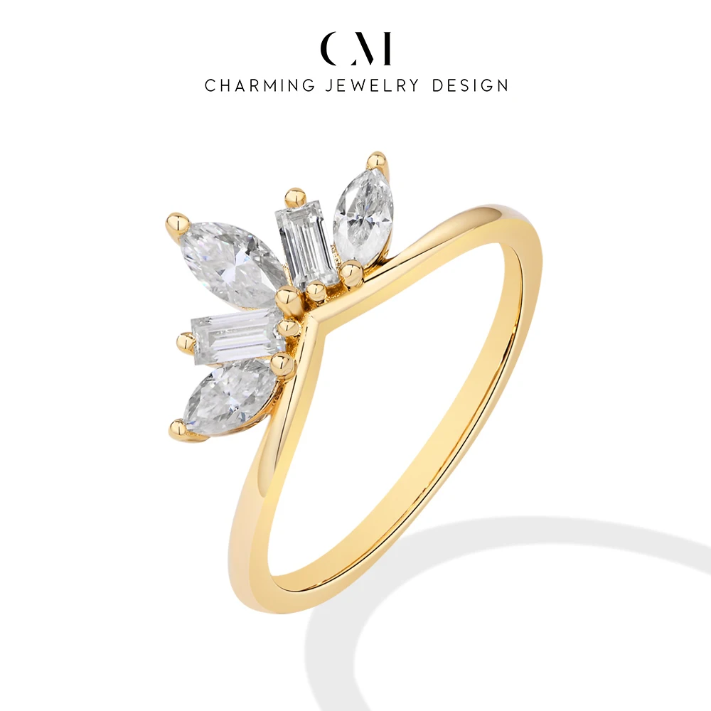 

CHARMING Luxury Sparkling Marquise Rectangle Moissanite Curved Ring S925 Silver for Women party Daily Jewelry Gifts Anniversary