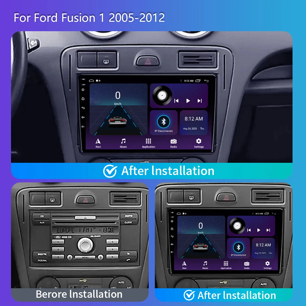 For Ford Fusion 1 2005-2012 Car Radio Android 12 Multimedia Video GPS Navigation 4G WIFI BT Carplay DSP Android Auto Player 2Din