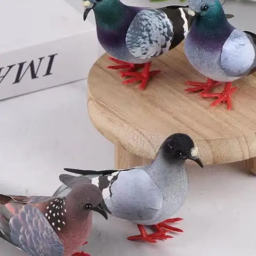 محاكاة الطيور الاصطناعية رمادي حمامة حمامة نموذج تقليد الحيوان حفل زفاف إمدادات التصوير الدعائم ديكور المنزل