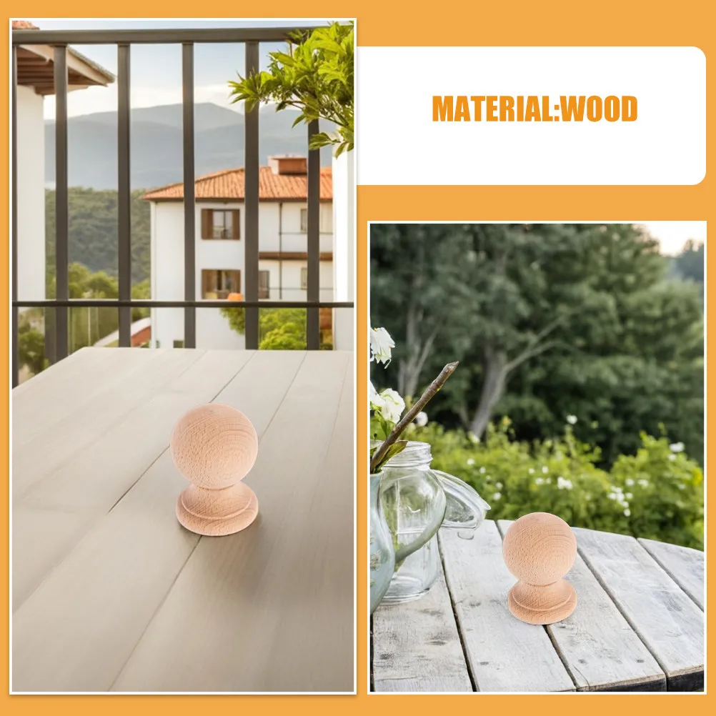 Solid Wood Finials 3.9x3.1 Smooth Round Roman Column Decorative Finial Replacement for Furniture Curtain Rod Staircase Home