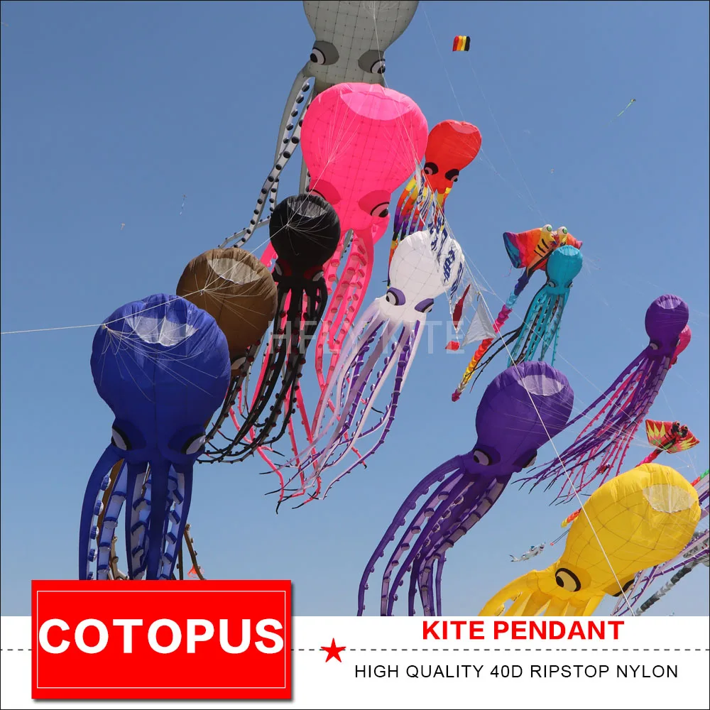 NEW ARRIVAL 12M OCTUPUS KITE PENDANT 40D  RIPSTOP NYLON  SOFT INFLALTABLE