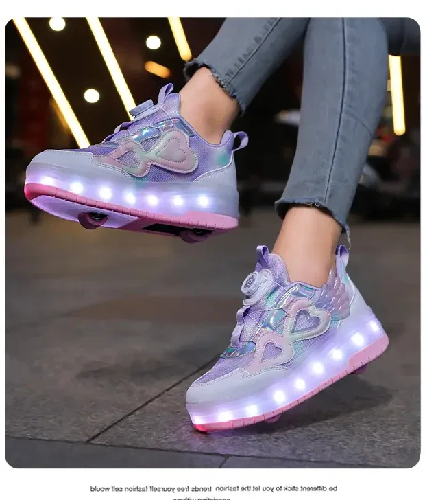 Kids Roller Skates Shoes 2 Wheels Skating Sneaker Flying Shoe LED Lamp Breatheable Boy Girl Child Gift