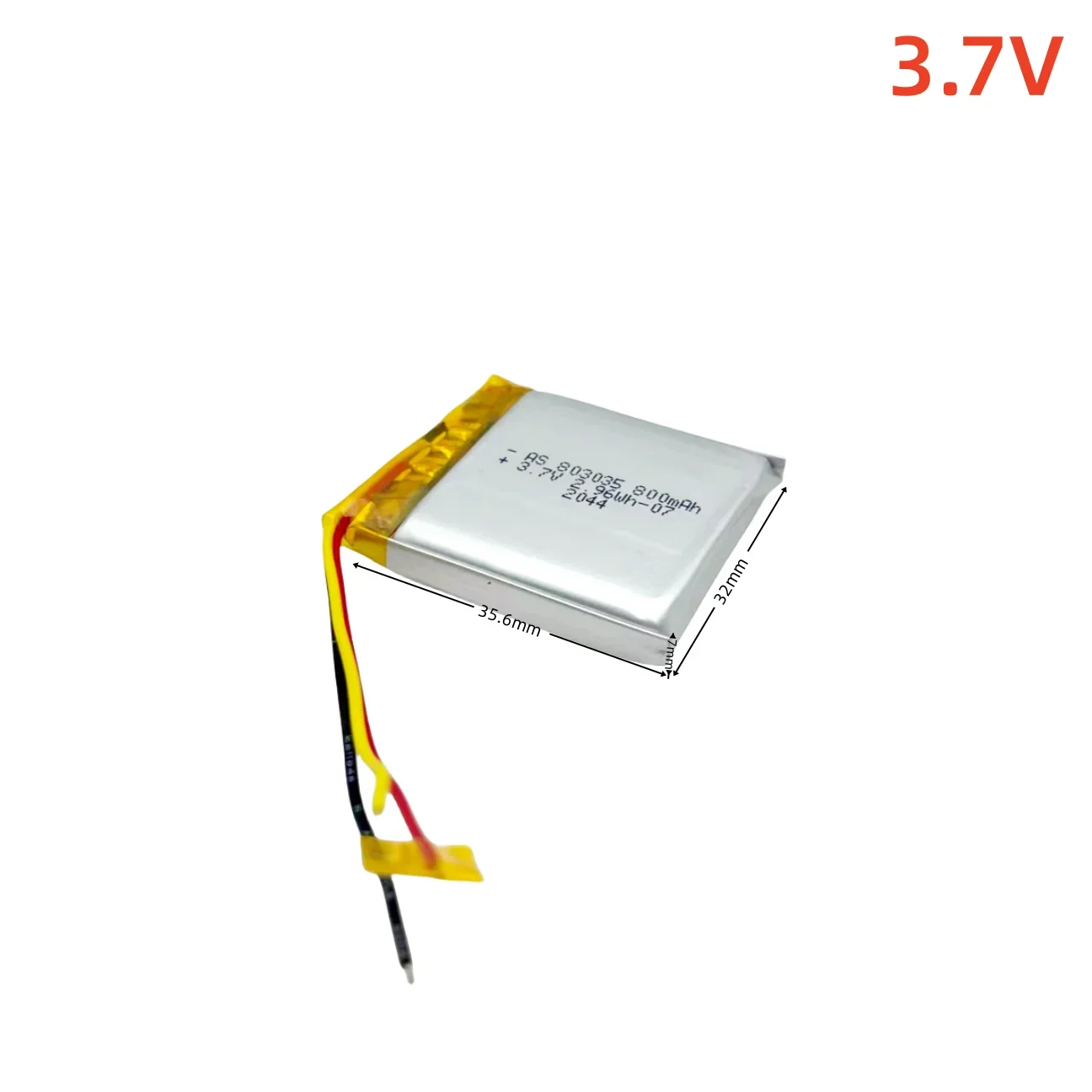 803035 3.7V 800mAh lithium polymer Lipo rechargeable battery, suitable for MP3, MP4, MP5, GPS camera, Bluetooth speaker, etc