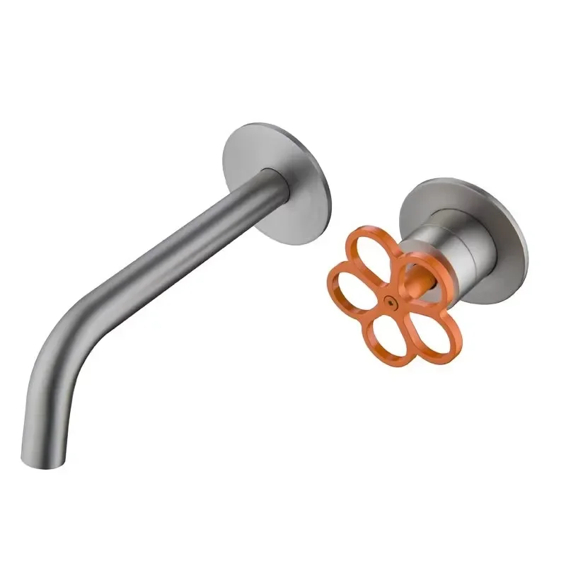New Bathroom Basin Faucet Wall Mounted Nickle Brushed Sink Mixer Brass Unique Design hot cold Sink Tap