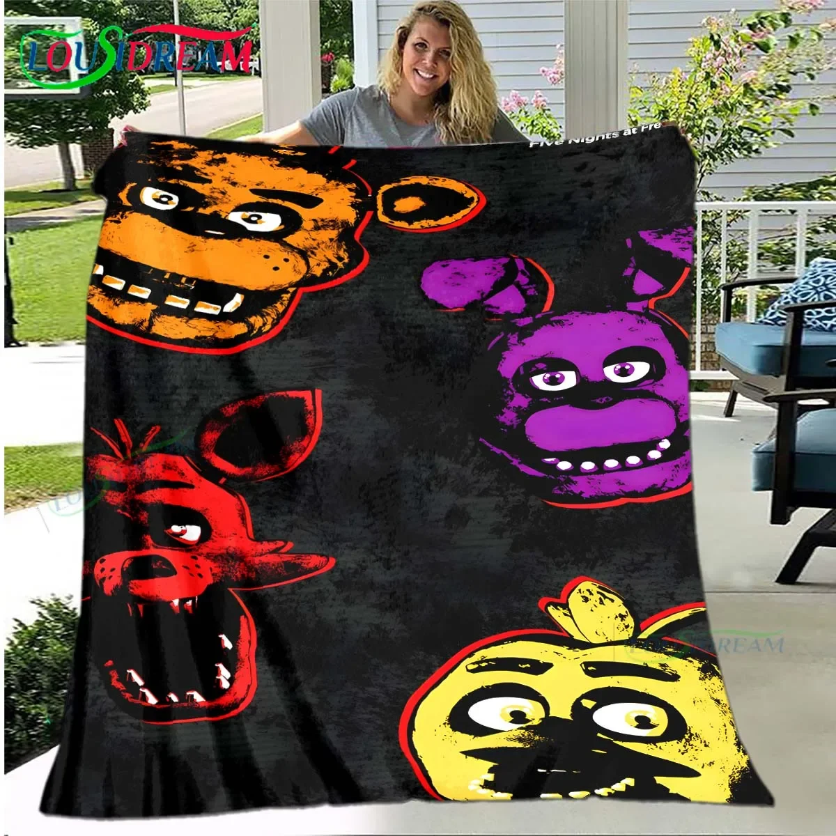 Hot Horror Game Characters Pattern Blanket Flannel Thin Blanket Portable Home Travel Office Lunch Break Blanket Birthday Gift