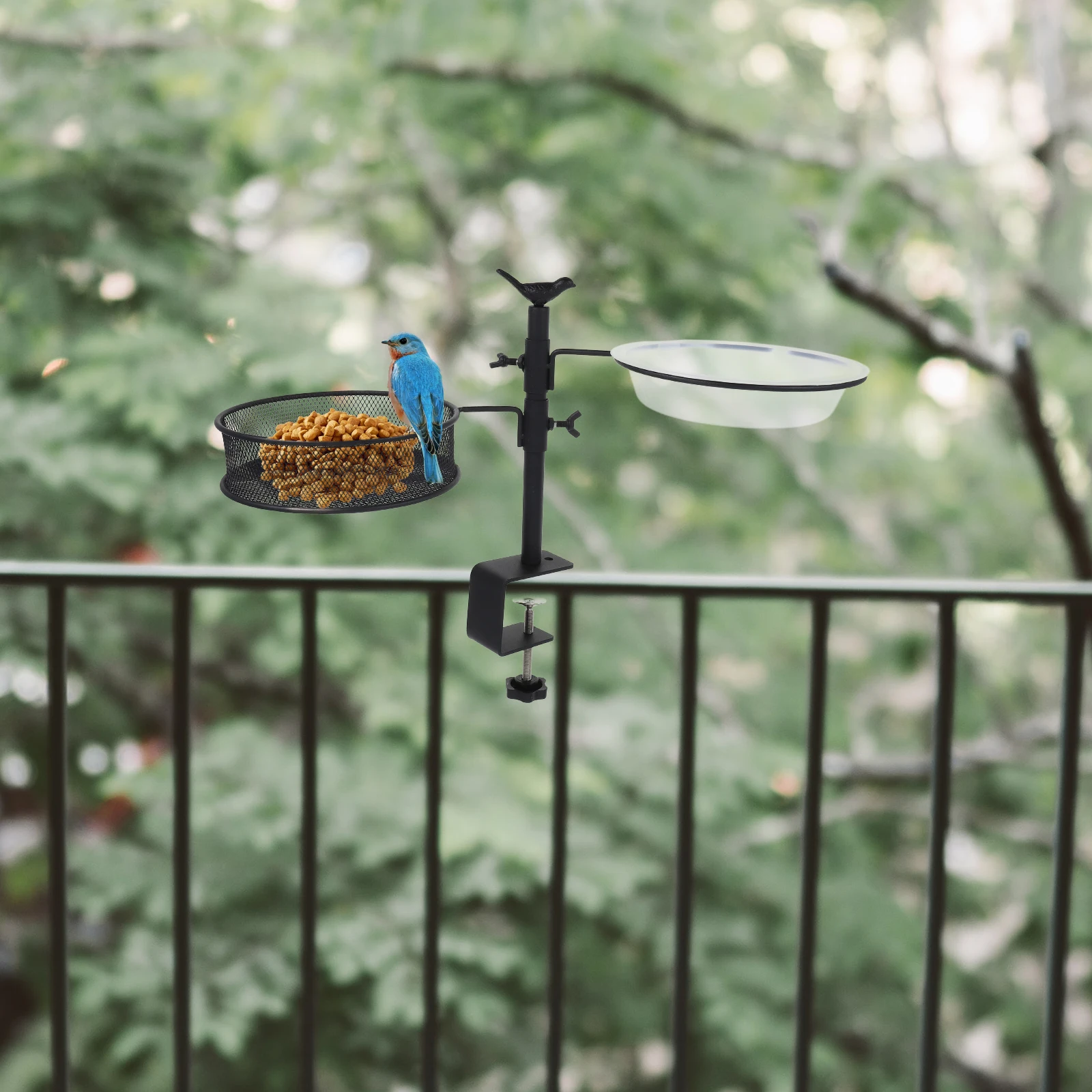 

Bird Feeder Bracket Pole for Balcony Railing The Birds Station Iron Tray Hanger Deck