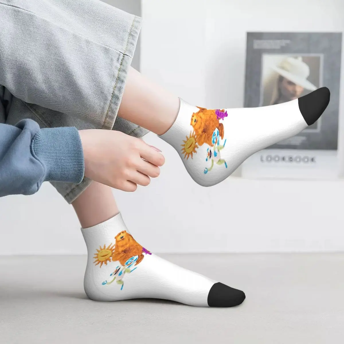 

Носки Bear In The Big Blue House, чулки высокого качества в стиле Харадзюку, всесезонные носки, аксессуары для подарков унисекс