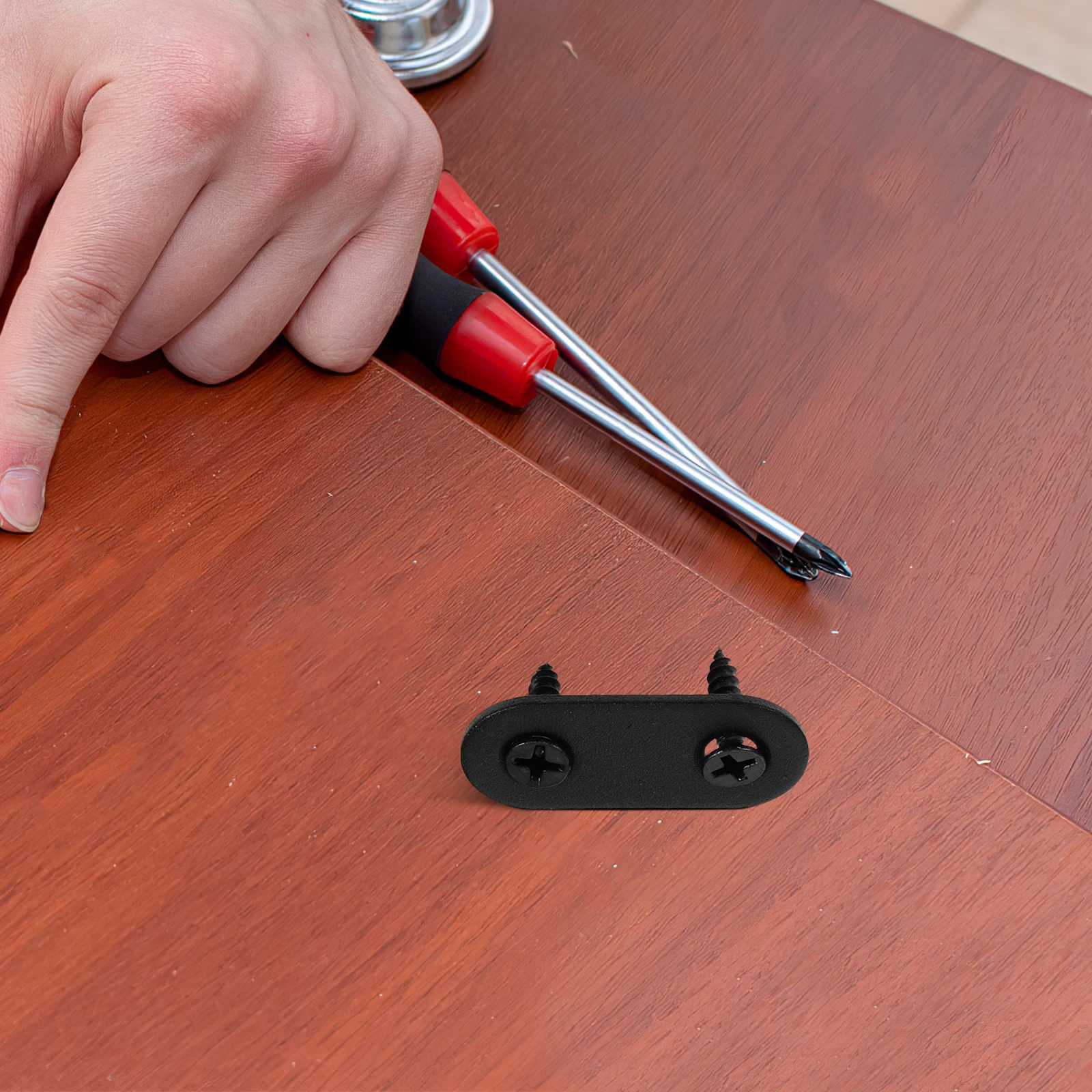 

12 set Flat Corner Brackets Black Stainless Steel Plate Screws Angle Connectors Wood Shelf Support Metal Hardware Flat Mending