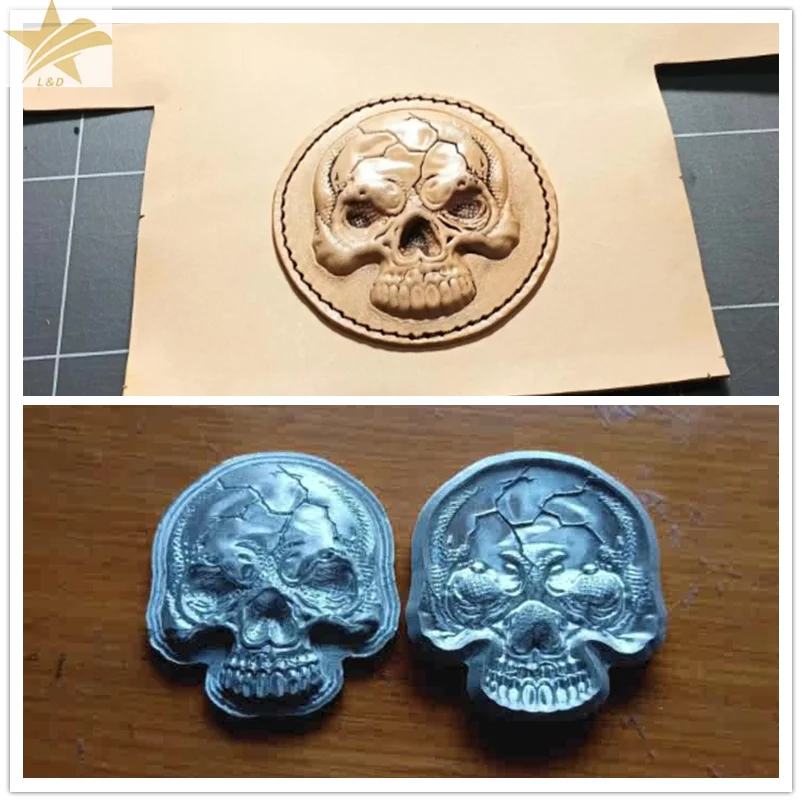 3D Skull Leather Mold Aluminum Alloy Stamp Pressing Molding Craft Tool Stamping Embossing Die Hydroforming Hydraulic Pressure