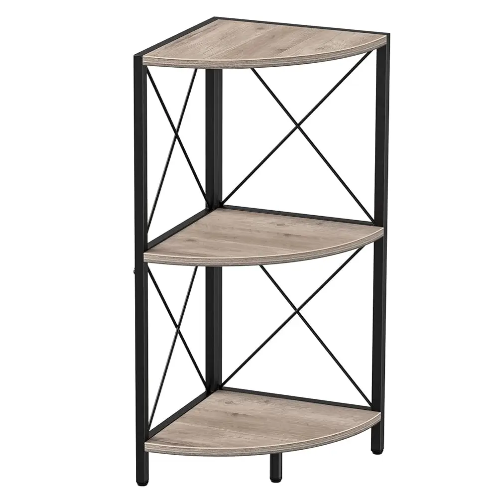 

Corner Shelf For Desktop, 3-Tier Corner Storage Organizer With Metal Frame, Freestanding Corner Shelf Stand Display Ra For