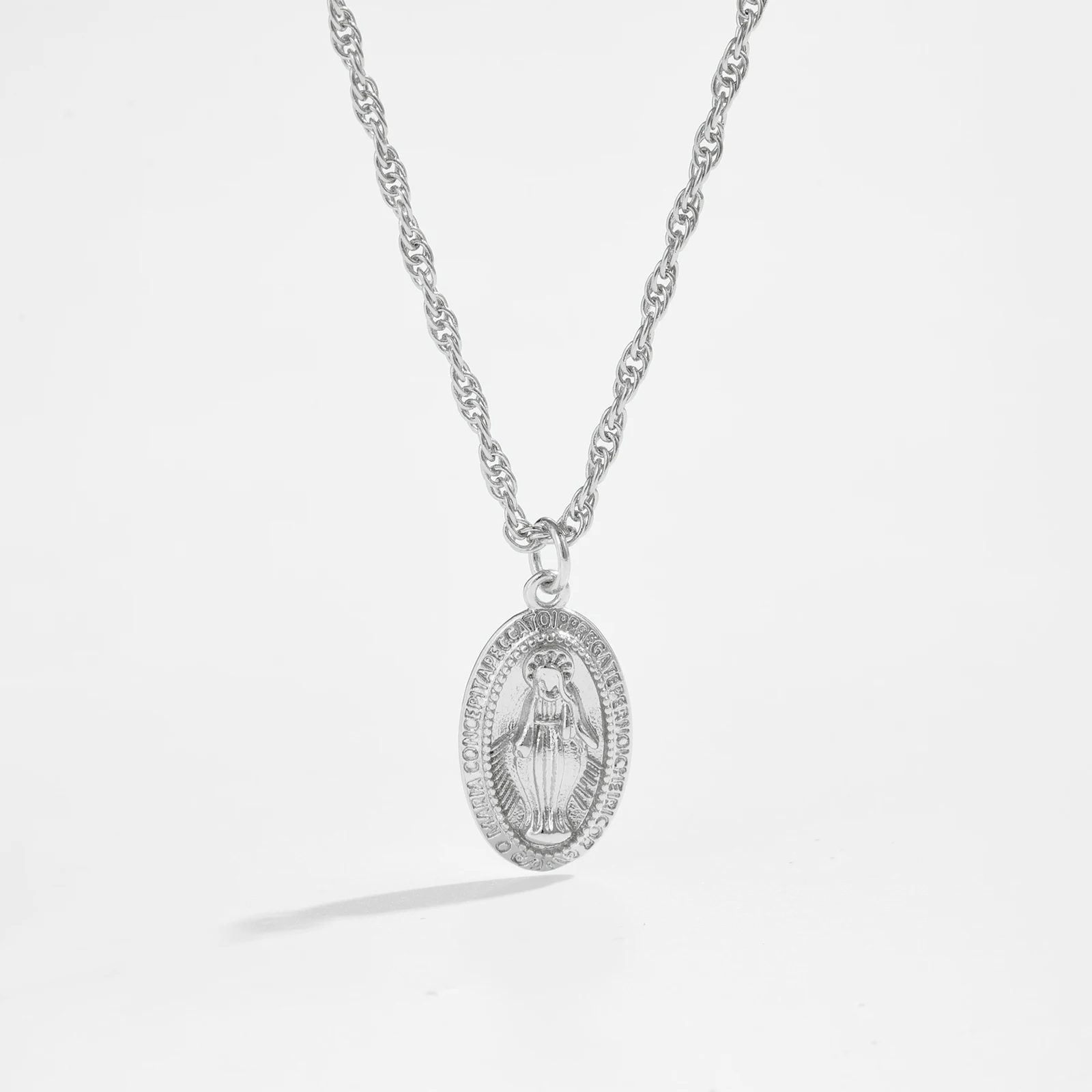 VEWANT 925 Sterling Silver Virgin Mary Pendant Thick Chain Necklace 2025 Women Vintage New Fine Party Daily Gift Jewelry