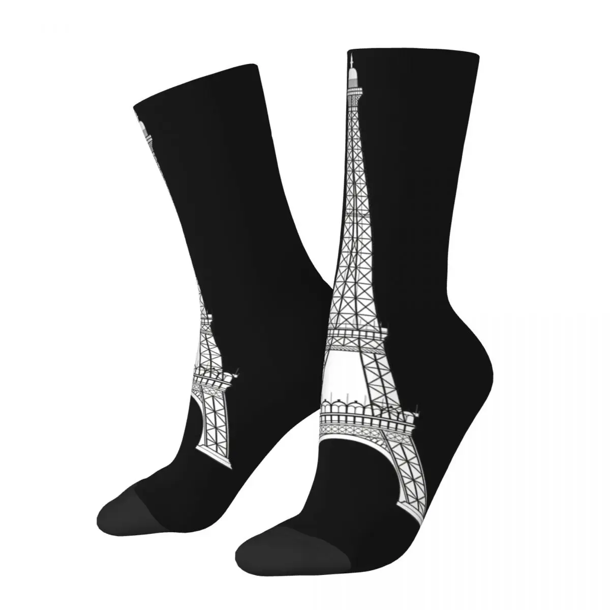 Funny Happy Men's compression Socks Memorial Games Vintage Harajuku Eiffel Tower Street Style Novelty Seamless Crew Crazy Sock