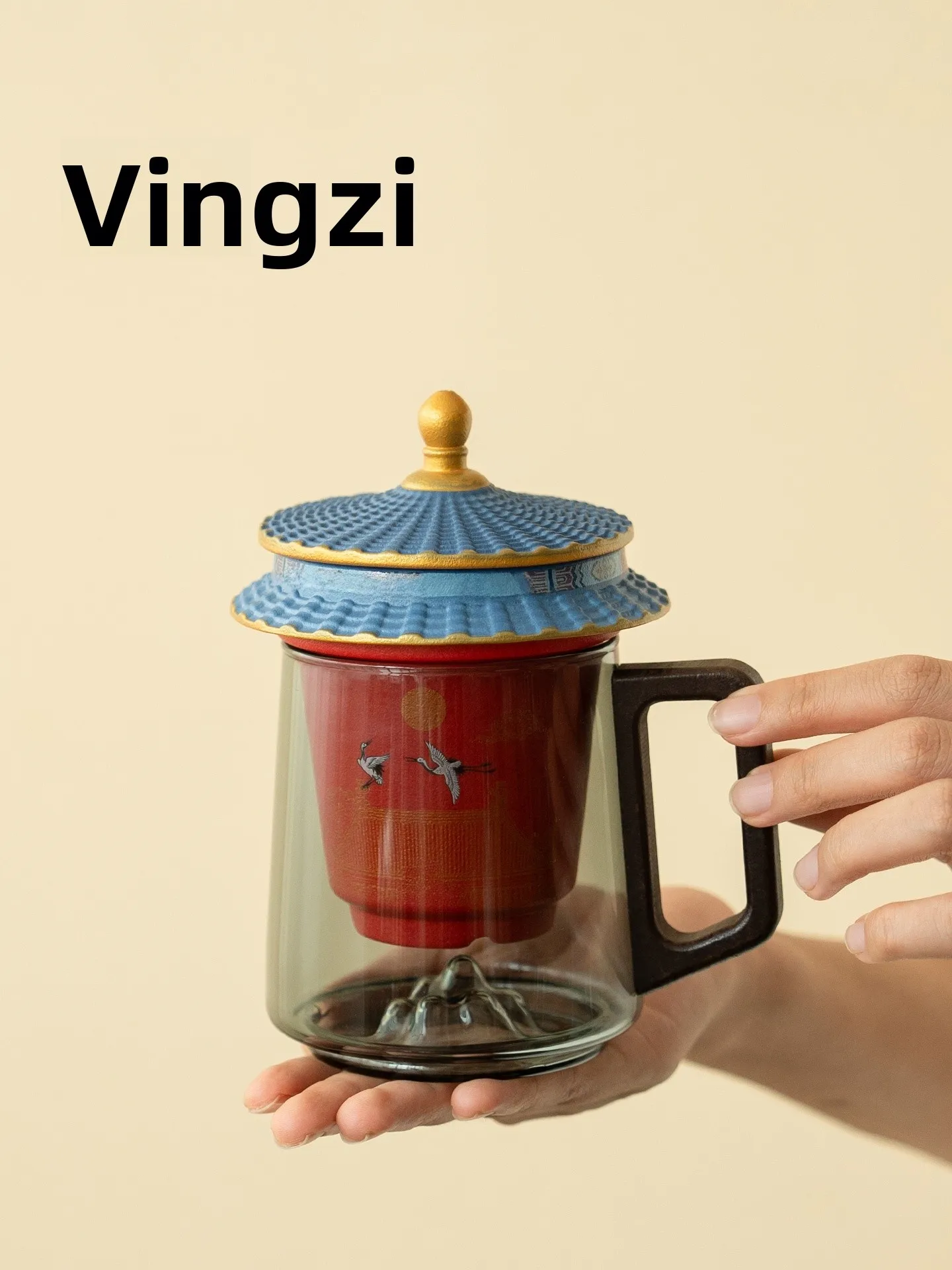 Taza de Cerámica para Beber Té en la Oficina con Tapa, Diseño Cultural Creativo de la Plaza Tiananmen, Separación de Té y Agu...