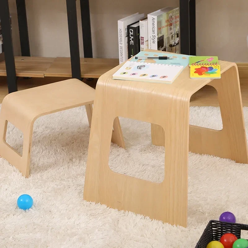 

Nordic U-Shaped Wooden Stool Porch Shoe Bench Small Learning Stool for Baby Desk and Chair Set Home Furniture Solution