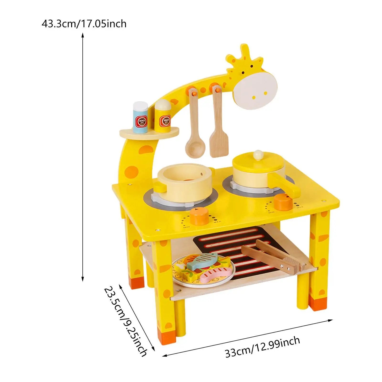 Kids Wooden BBQ Grill Playset, Barbecue Grill Toy, Barbecue Cooking Game, Kitchen Toys Set for Boys Girls, Children