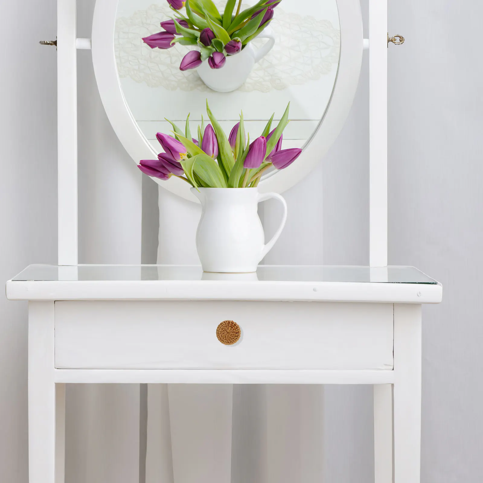 

10 шт. круглых ручек-грибов из ротанга для ящиков, тумб, шкафов, гардеробов, мебельные ручки в деревянном стиле