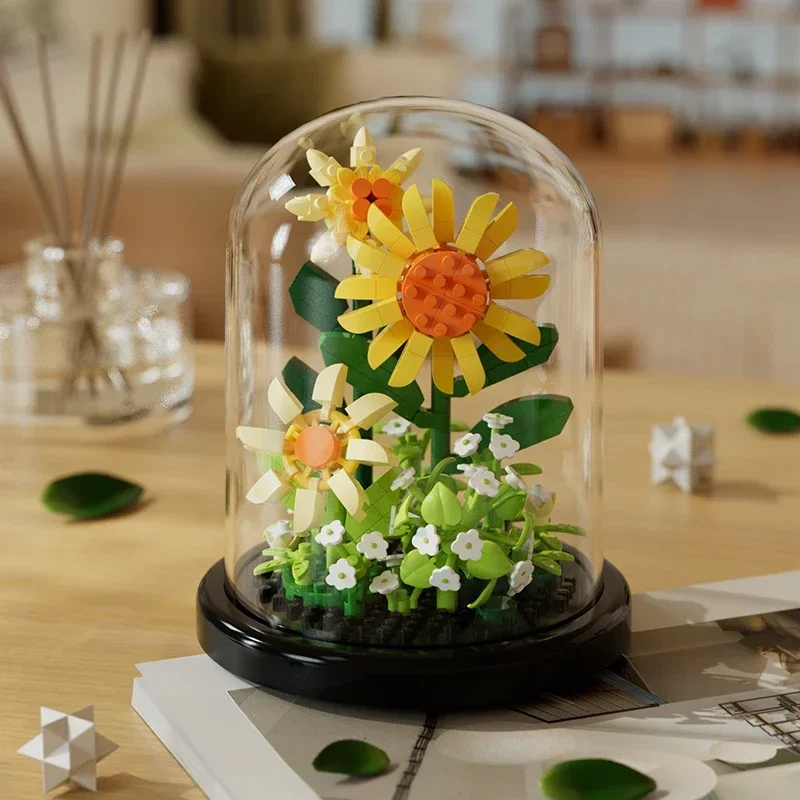 Building block bouquet assembly toy children's puzzle building block toy parent-child interactive desktop decoration image 3