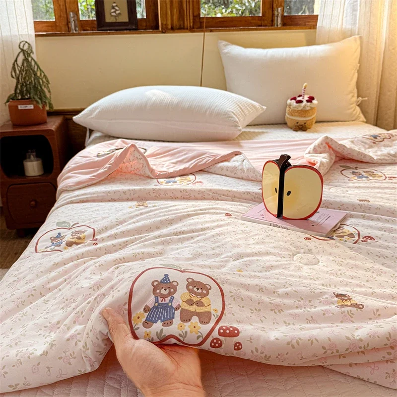 1pc Cartoon Printed Duvet for Summer Single/Queen Size Quilted Bedspread Air Condition Quilt Soft 여름이불 edredones para cama
