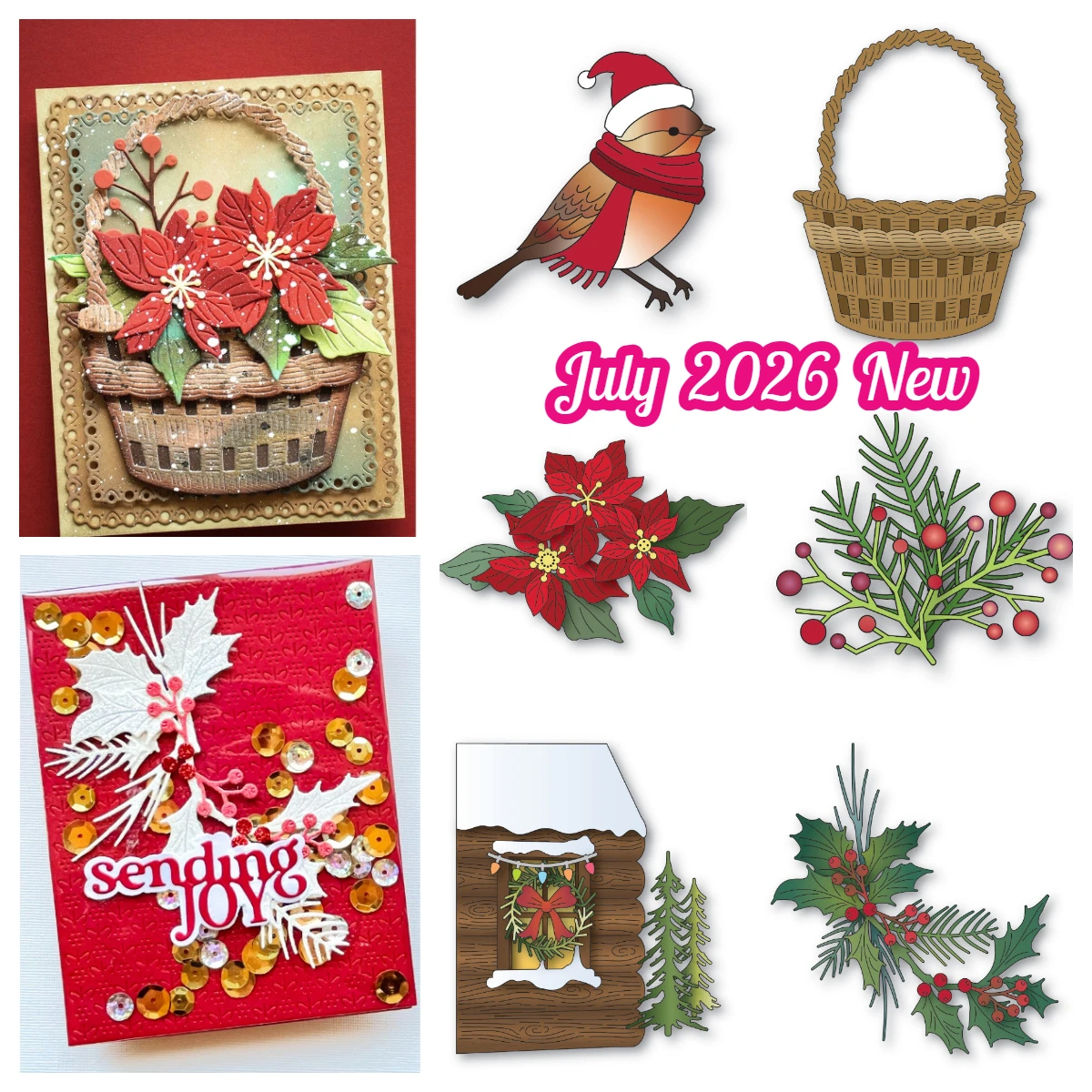 July 2026 Snowman Fresh Poinsettia Bundle Santa Penguin Pumpkin Patch Christmas Metal Cutting Dies for DIY Handmade Scrapbooking