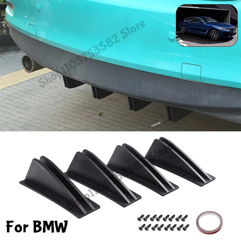 For BMW Rear Bumper Shark Fin Diffuser Carbon Fiber Lip Spoiler Airflow Anti-Collision Protector