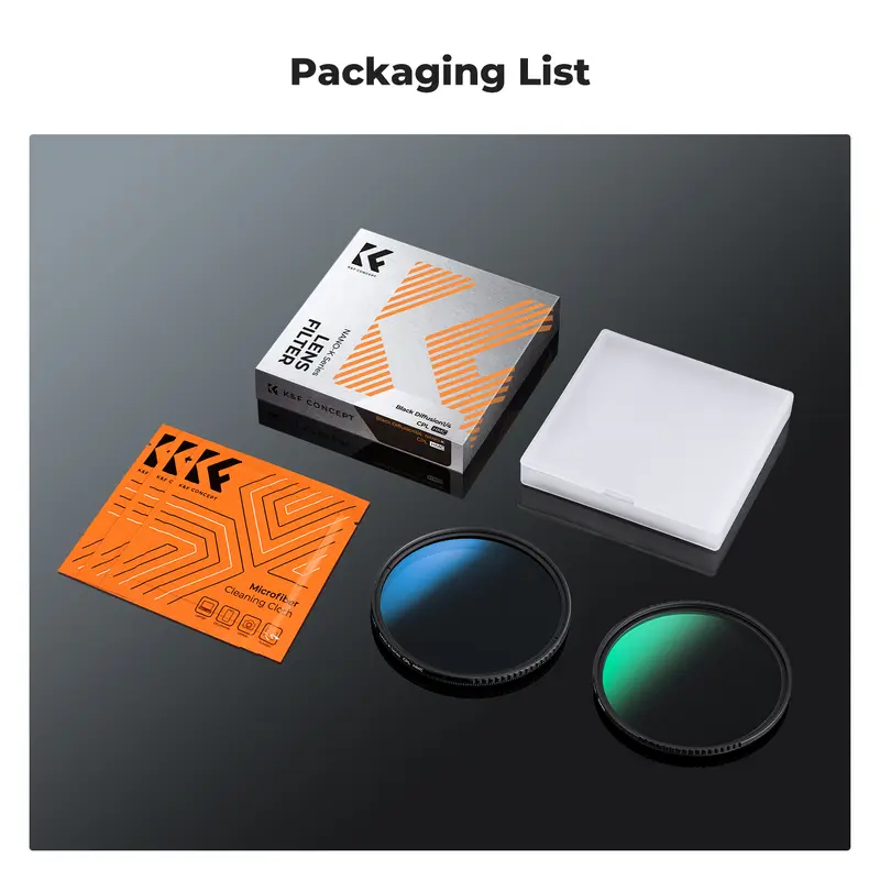 K&F CONCEPT K Series 49-82mm Filters UV/CPL/ND2-400/Black-Mist 1/4 Cap Clean Cloths Camera Lens Filter Set for Nikon Canon Leica - Image 7
