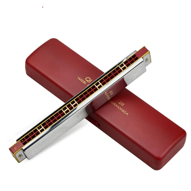 Hooqu Высококачественная губная гармошка для начинающих и взрослых, профессиональная 28-луночная полифоническая губная гармошка с акцентом C