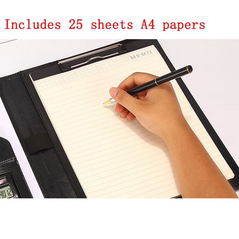 No Rings Letter Size A4 PU Leather File Folder Organizer