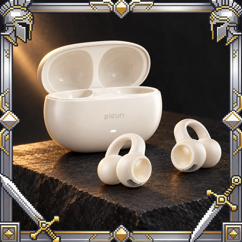 Picun W5 Open-Ear Bluetooth Earbuds, Dynamic Spatial Audio, IPX5 Sweat Resistant, App EQ, 8H Earbuds / 40H with Case