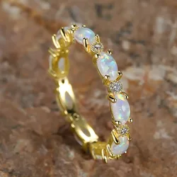 Imitation Opal Promise Rings for Women Statement Finger Accessories Daily Wear Party Chic Girl  Gift Fashion Jewelry