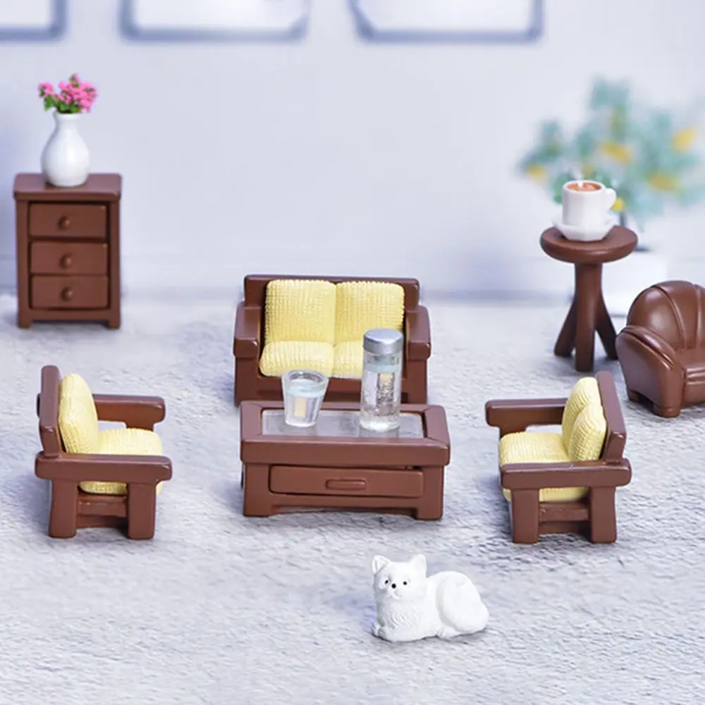 Kids Gift Dollhouse Ornament Crafts Micro Landscape Furniture Figurines Sofa Miniatures Simulation Bed Model Desktop Decor