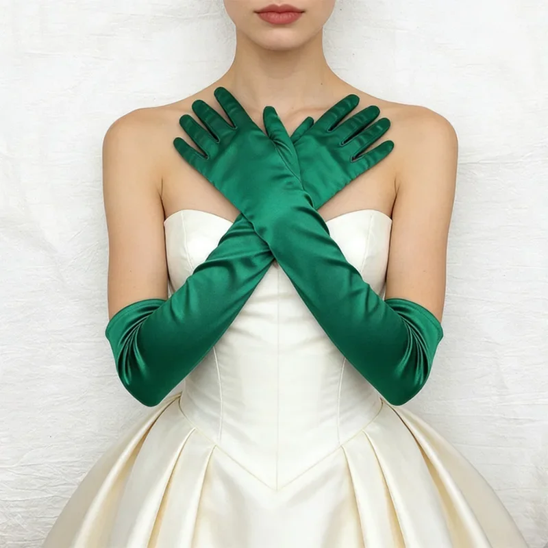 1 Pair for Lady Classic Adult Opera/Elbow/Wrist Stretch Finger Long Gloves High Quality Women Evening Gloves Matching Costume