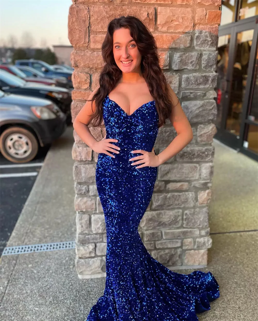 Sweetheart Prom Evening Dresses Mermaid Sequin Lady Pageant Gown Glitter Long Formal Party Event Women Fashion robes de soirée