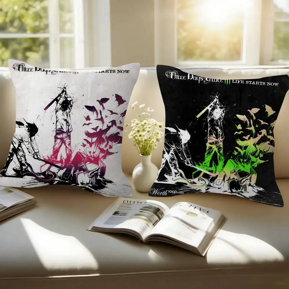 T-Three days Grace Band  Personalized picture text home decorative pillows Household Gifts 45x45cm