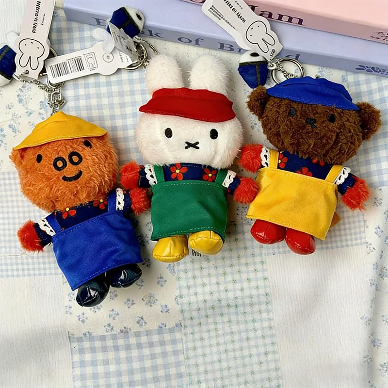 

Cute Miffy Rabbit Korea Busan Navy Captain Fisher Miffy Boris Bear Standing Doll Keychain Plush Toy Children's Holiday Gift