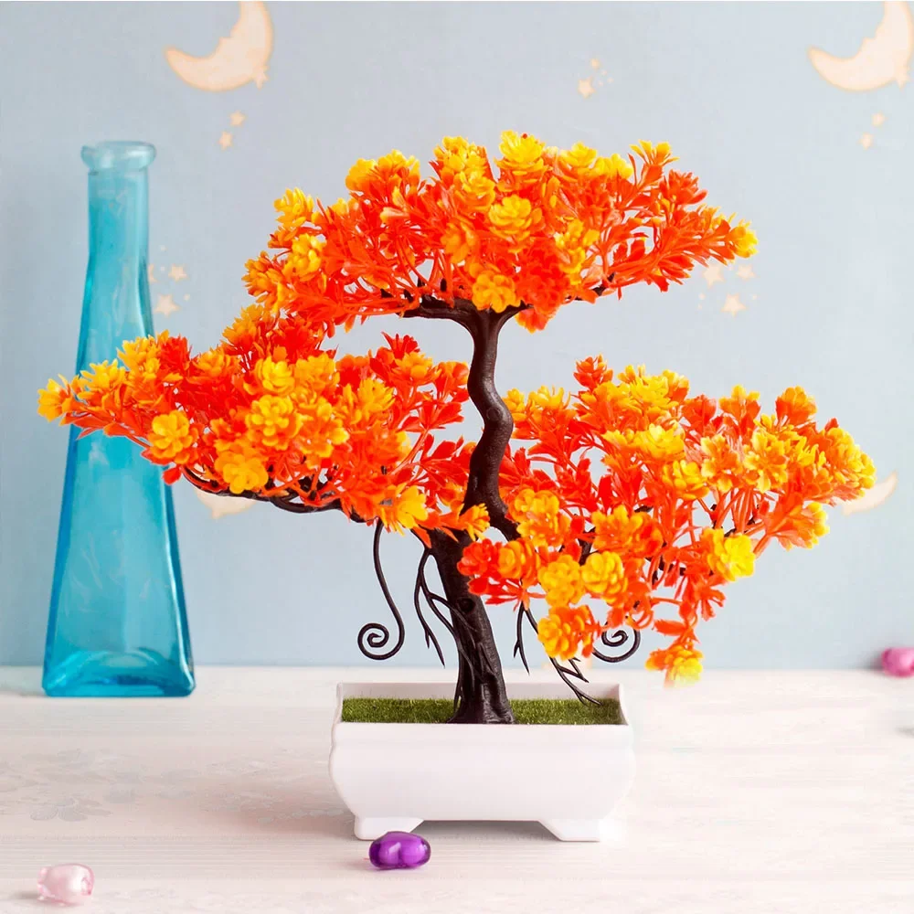 

Artificial Plastic Plants Bonsai Small Tree Pot Potted Flower Garden Plant Arrangement Ornaments Room Home Table Decor Vase