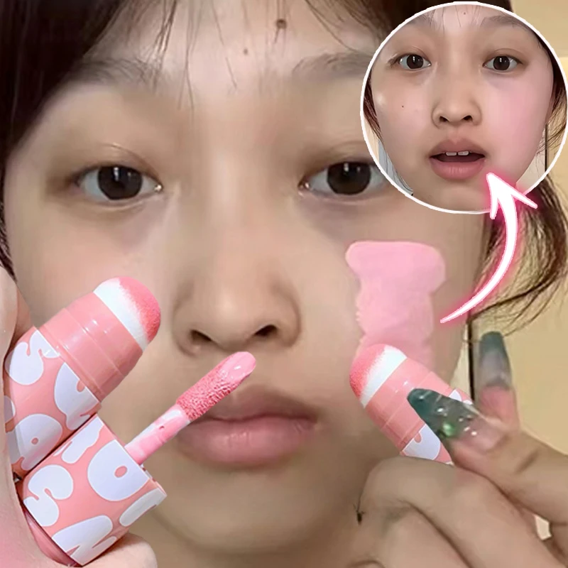 Double-ended Liquid Sponge Head Blush Waterproof Natural Lasting Matte Blusher Brightening Facial Contour Cheek Makeup Cosmetics