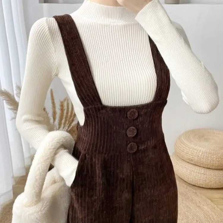 Pantaloni larghi anti-età chic Set tuta da donna in velluto a coste autunno inverno Set da due pezzi Casual Sle Vestibilità universale