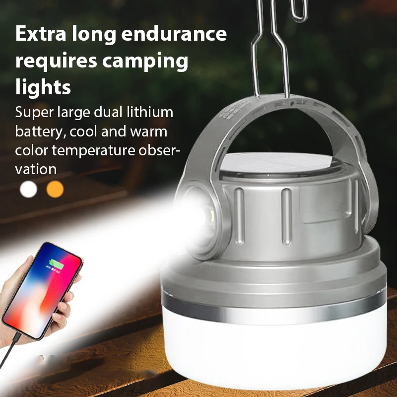 Outdoor Camping Light with Ultra Long Endurance and Strong Light Range, Portable Solar Light, Rechargeable Camping Light