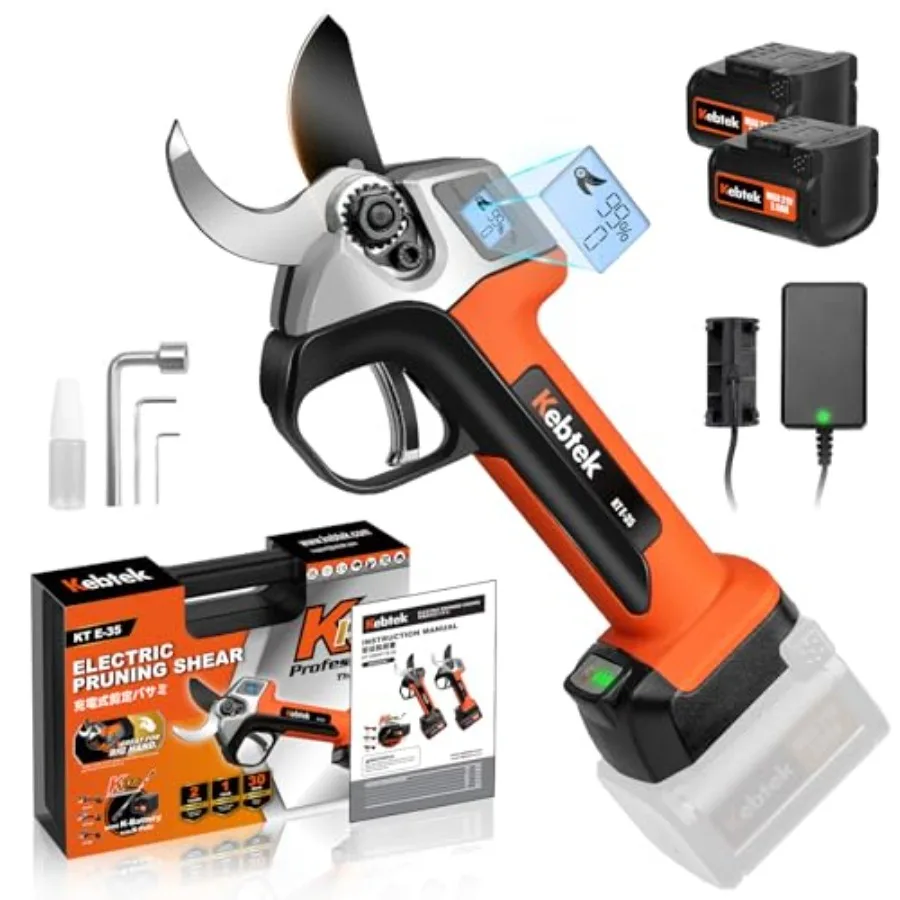 Cordless Electric Pruning Shears 35MM with 18V Brushless Motor for Professional Tree Trimming and Garden Maintenance Includes 2