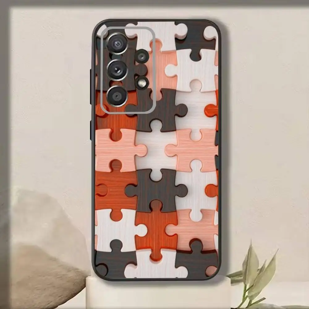 P-Puzzle P-Pattern  Phone Case For Samsung S25,S24,S21,S22,S23,S30,Ultra,S20,Plus,Fe,Note,10,9,5G Black Cover