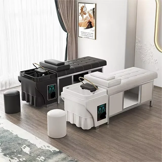 SENZHI Geri kaldırma paslanmaz çelik karyola iskeleti ayak havzası şampuan yatağı, su sirkülasyon sistemi ve fümigasyon makinesi