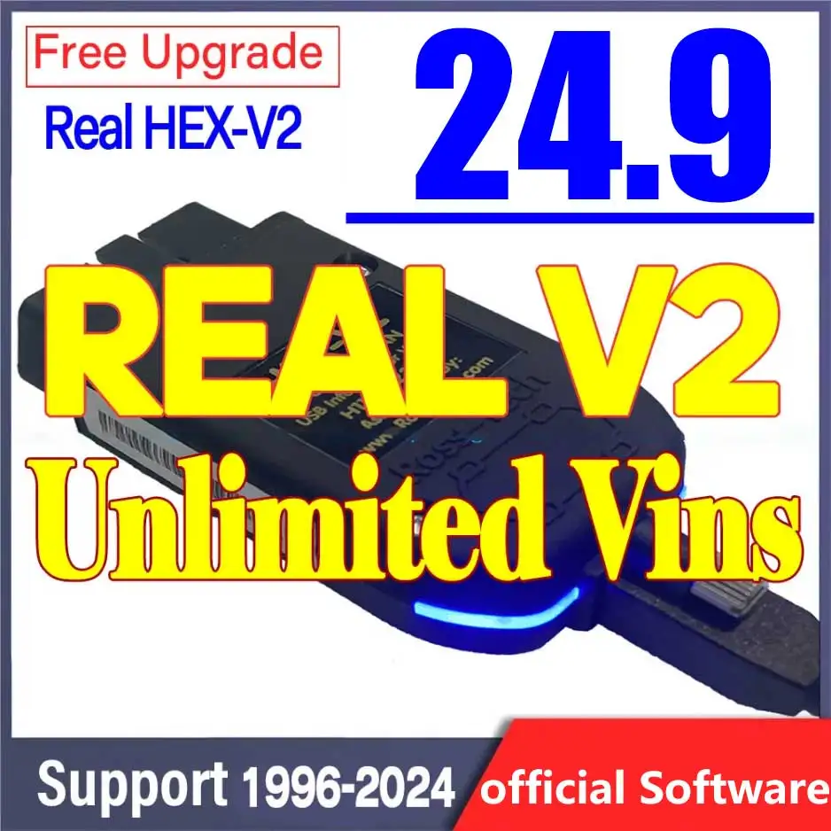 2024 Popular REAL V2 HEX V2 Interface VCDS VAG COM 24.9 FOR VW For AUDI Skoda Seat Unlimited VINs English Car Diagnostics Tool