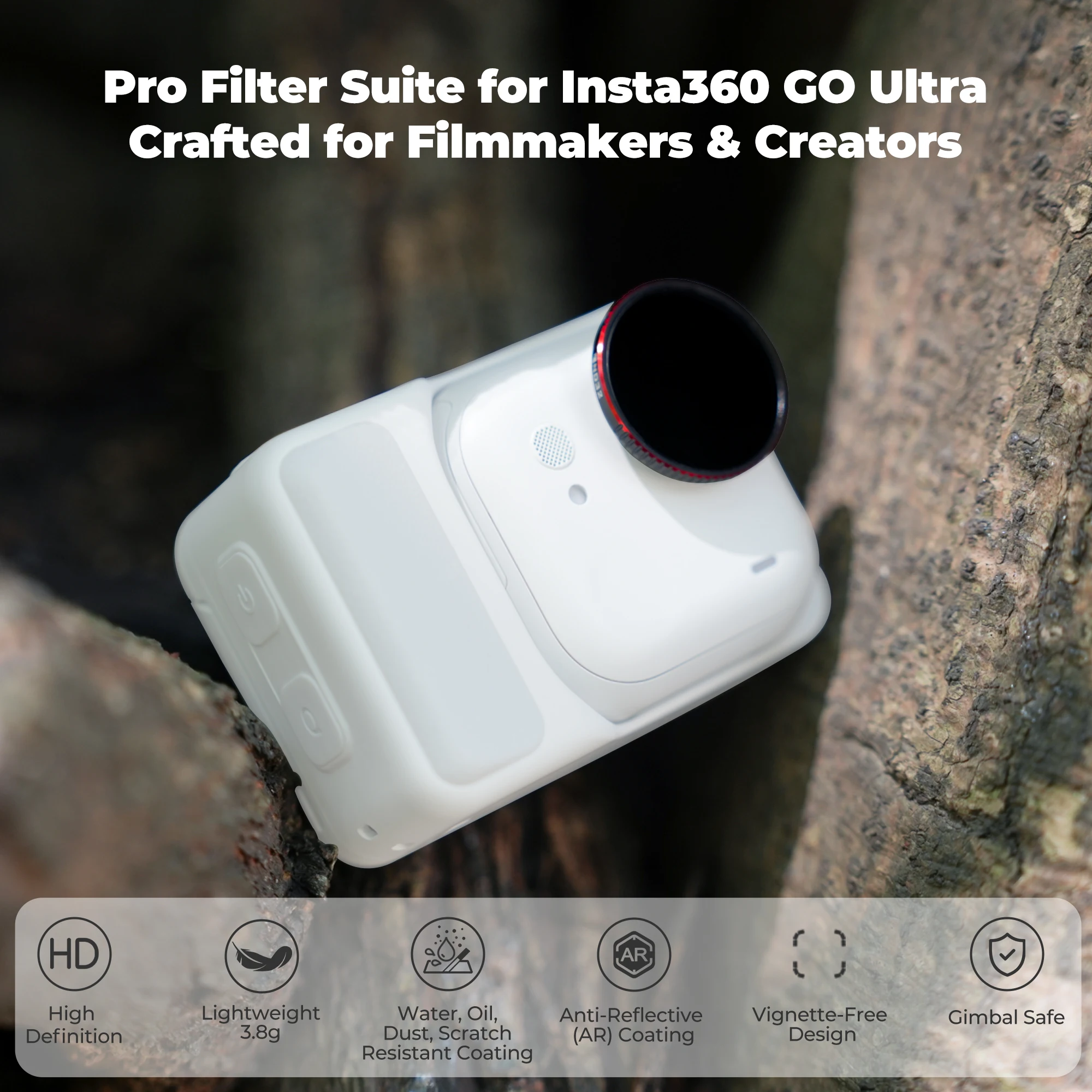Freewell Einzelkamera-Filter, leuchtender schwarzer Nebel und UV-Filter für Insta360 GO Ultra Kameras, Fotozubehör – Detail 3