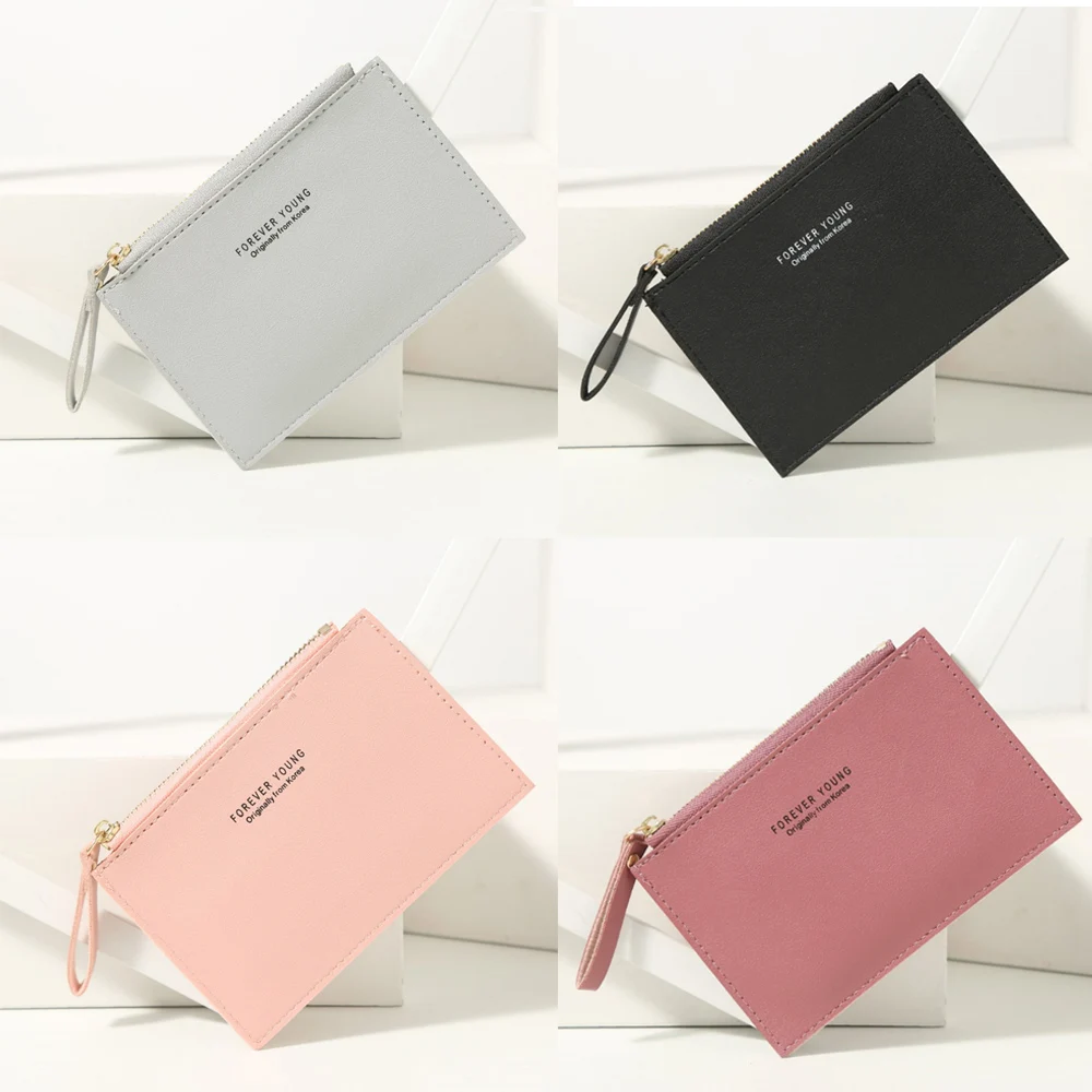 Men's Girls Ladies PU Short Purse Mini Business Wallet Credit Card Holder Pure Color
