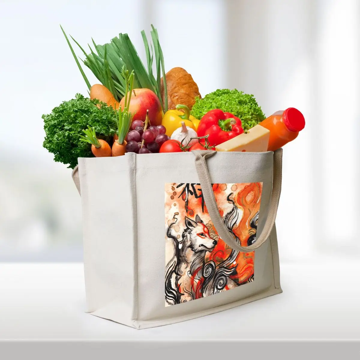 Okami Amaterasu Tote Bag Shopper handbag reusable grocery bags Gift bag women bag