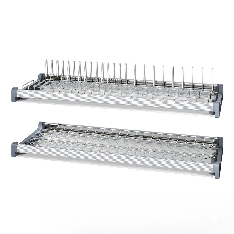 

Kitchen Double-layer built-in fixed dish rack Aluminum alloy stainless steel 304 dish basket Cabinet fixed dish storage