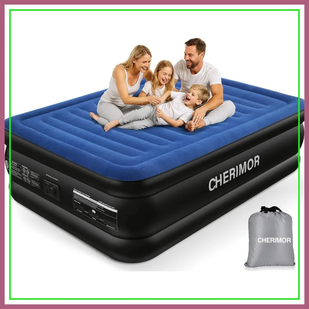 

Queen Air Mattress with Built in Pump, 18" Raised, 800lbs Capacity, 3 Min Inflation for Home Camping
