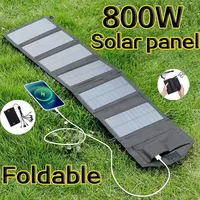 6-Fold 800W Portable Solar Panels Foldable Solar Panel Charger USB 5V DC Full Time Power Solar Panel Mobile Power Supply