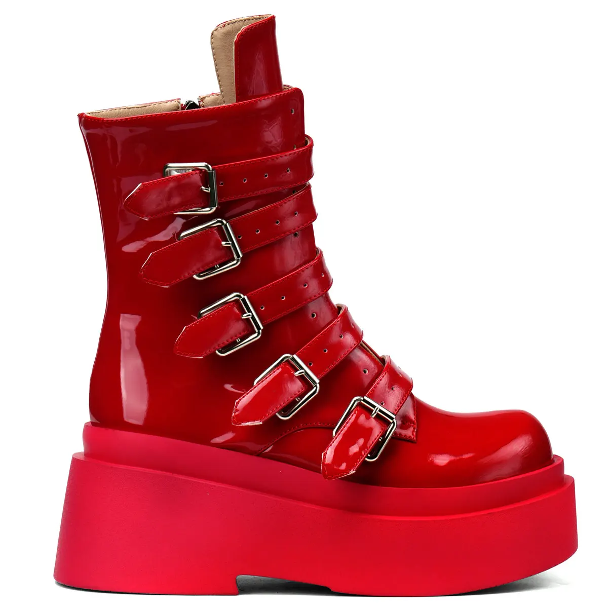 2025 Winter Pumps Shoes Women Patent Leather Wedges High Heel Snow Boots Female Round Toe Platform Fashion Sneakers Casual Shoes